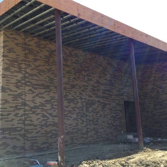 Exterior sheathing installed over cold formed metal framing at Bowie Elementary School